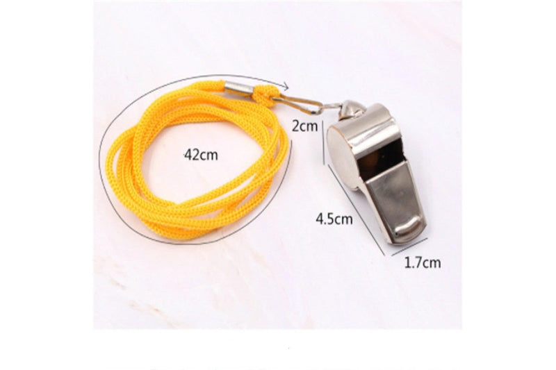 10Pcs Metal Whistle With Rope Stainless Steel For Referee Sport Rugby Party Training School Football Basketball Cheerleaders - Standard