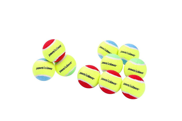 8pc Paws & Claws 6cm Tennis Balls Non Toxic Dogs Pets Puppy Toys Assort Colours