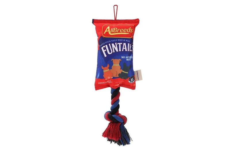 2x Paws & Claws Funtails Pet Dog 39cm Lollies Snacks Oxford Tugger w Rope Toy