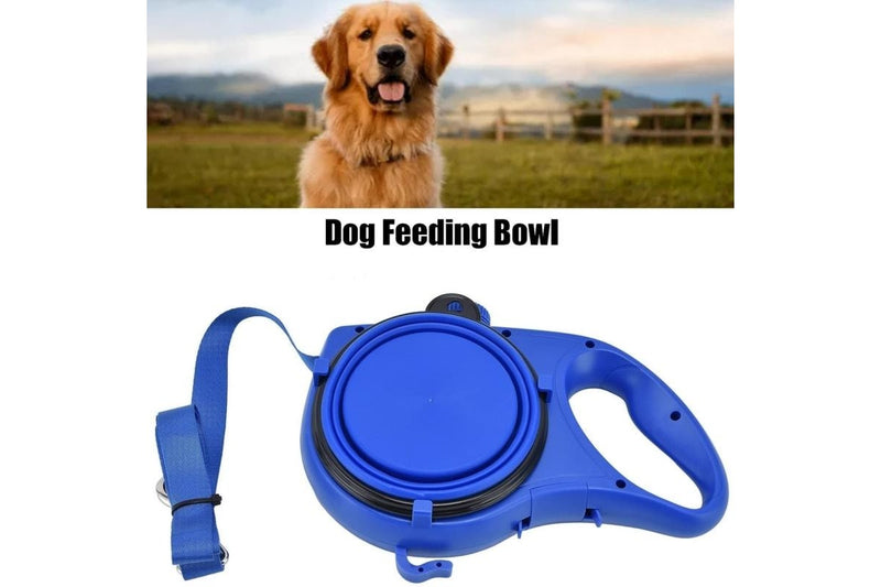 PETSWOL 3-in-1 Dog Leash with Water Bottle & Foldable Bowl - Blue