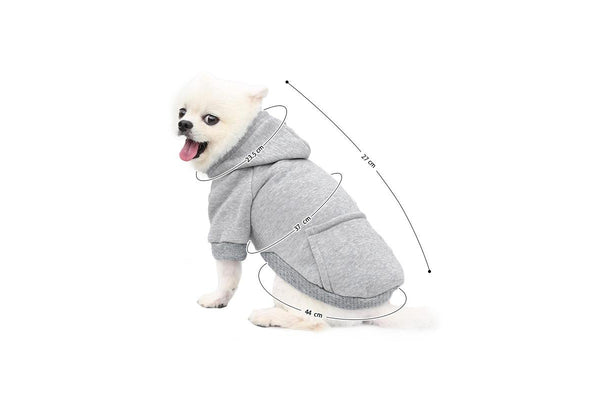 PETSWOL Dog Hoodie with Pocket - Grey, Small