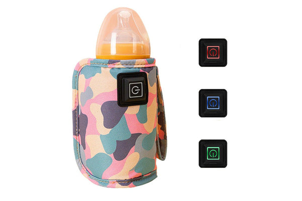 Travel USB Bottle Warmer Bag Milk Heat Keeper Bag Camo Pink