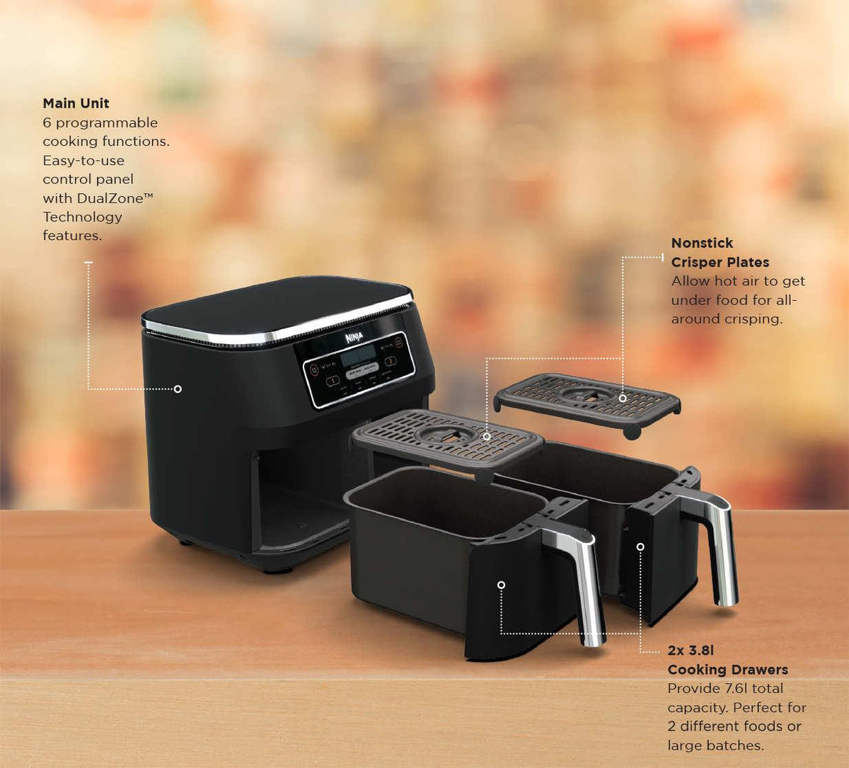Ninja Foodi AF300 7.6L Dual Zone Air Fryer