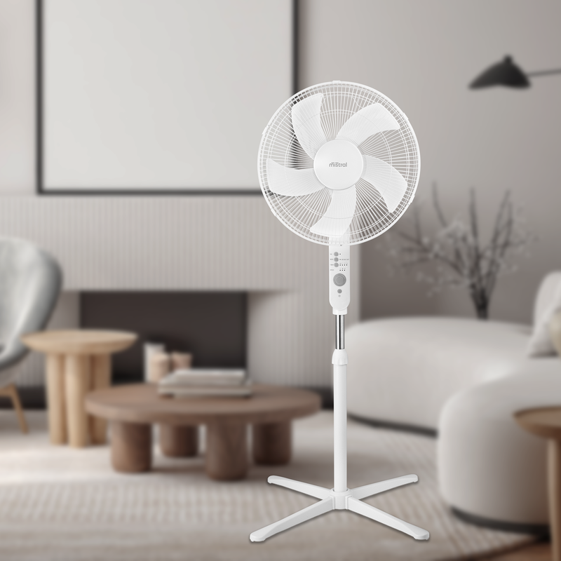 Mistral 40cm White Pedestal Fan With Remote