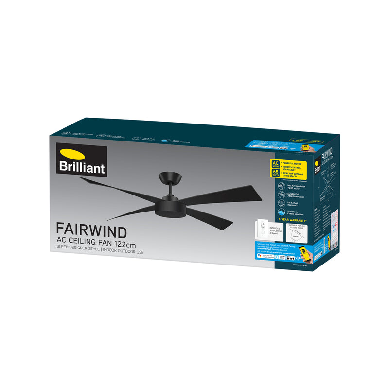 Brilliant Lighting 122cm Black Fairwind Ceiling Fan