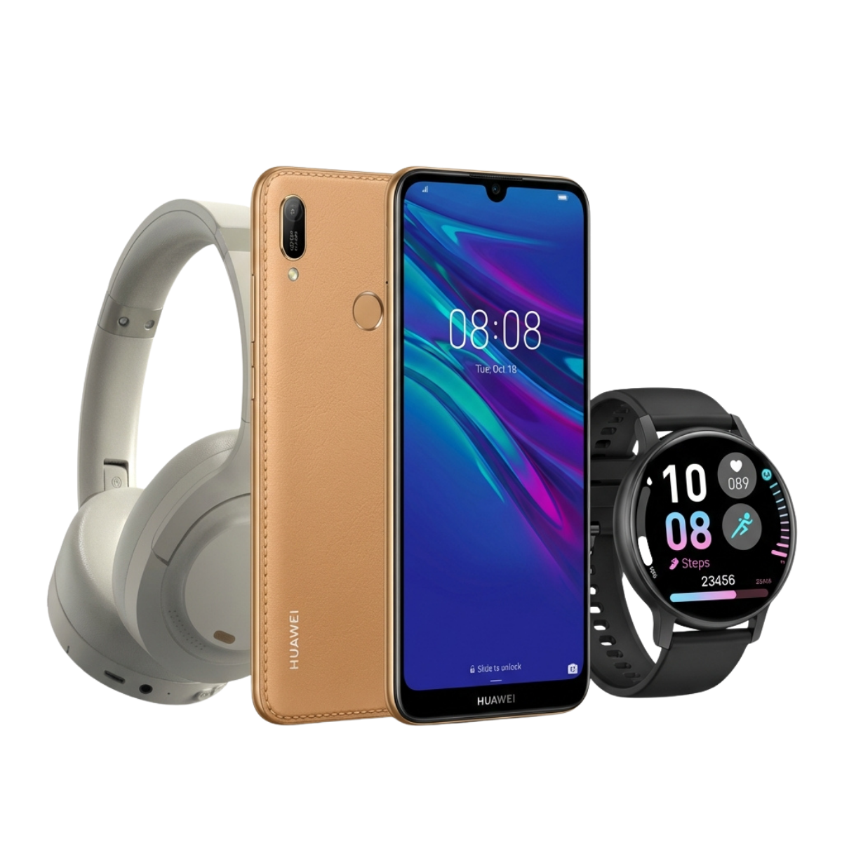 Huawei Y6 Prime + Smart Watch + Headphones