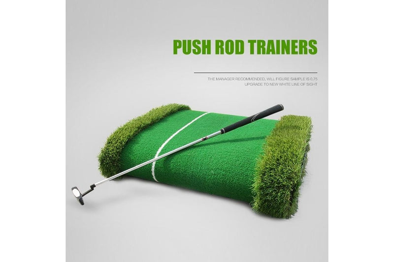 Golf Double Colour Putting Mat Push Rod Trainer - Size 75X300Cm Green