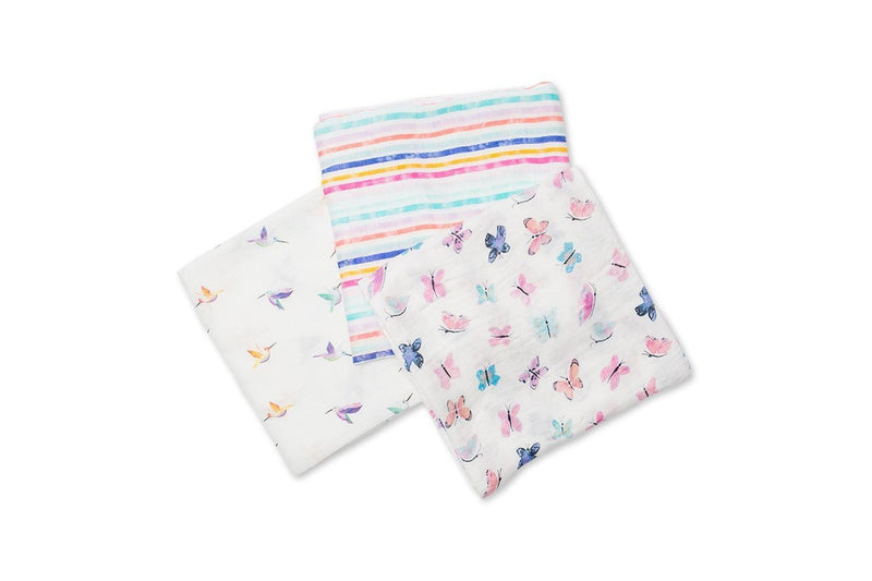 Lulujo: Muslin Bamboo Swaddle - Garden Friends (3 Pack)