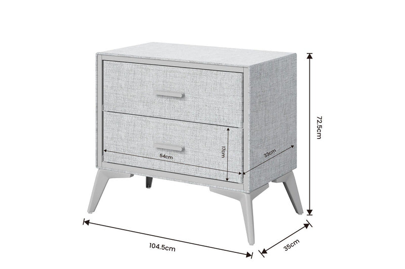 Fraser Country: Lyle 2 Drawer Dresser Nightstand - Snow Velvet Light Grey