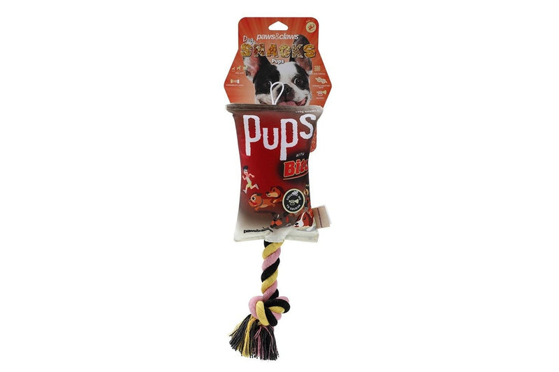 2x Paws & Claws Pet Dog 25cm Pups Snacks Oxford Tugger Play Toy w Rope Assorted