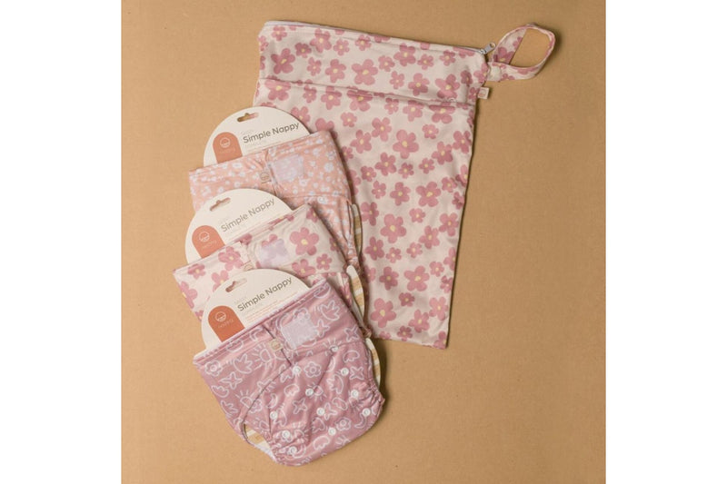 Nestling: Double Pocket Wet Bag - Pink Ditsy