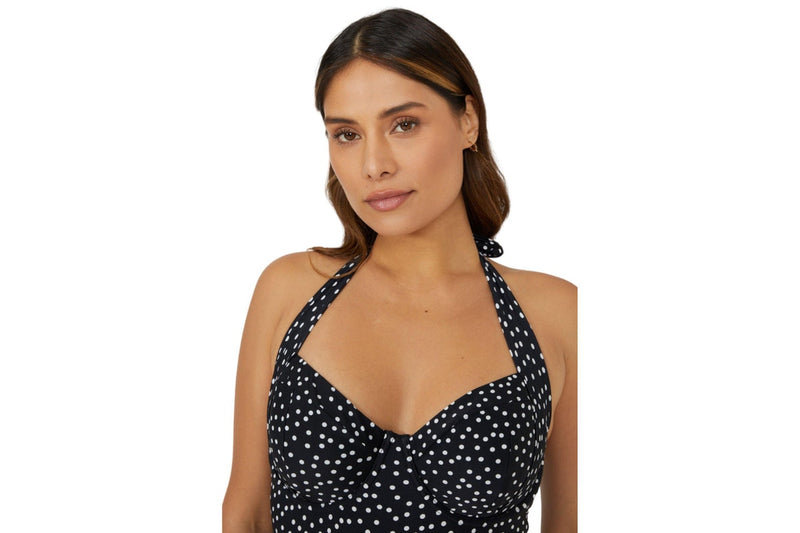 Gorgeous Womens/Ladies Spotted Underwired One Piece Swimsuit (Monochrome) (32DD)