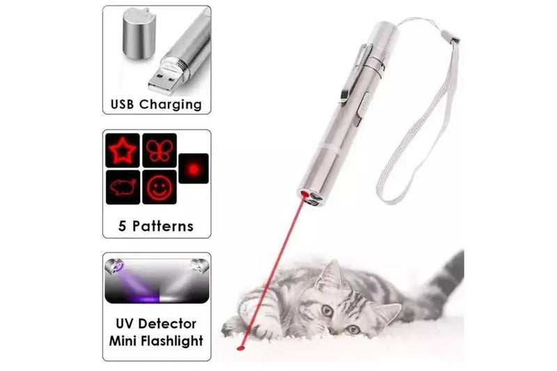 2Pcs Usb Rechargeable Multifunctional Laser Pointer For Cats Interactive Toy With Star And Butterfly Patterns