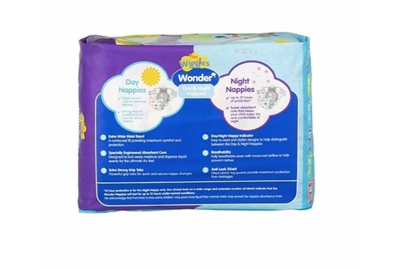 Wonder Pk27 the Wiggles Day & Night Nappies Diapers Infant 4 - 8 Kg Size 2