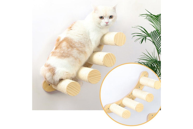 Solid Wood Climbing Frame Wall Sisal Scratching Post