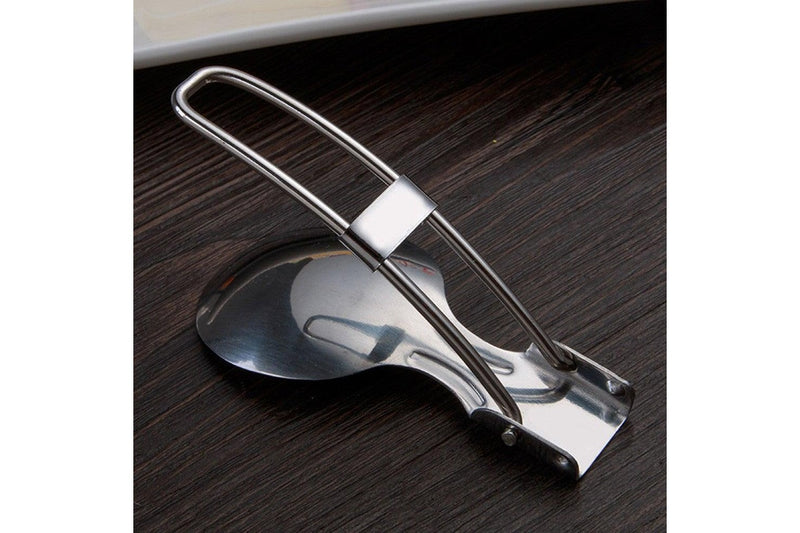 10Pcs Outdoor Camping Picnic Stainless Steel Spoon Tableware Titanium Spork Folding Utensil Portable Equipment - Standard