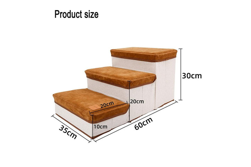 3 Layer Pet Stairs and Storage Box (Brown)