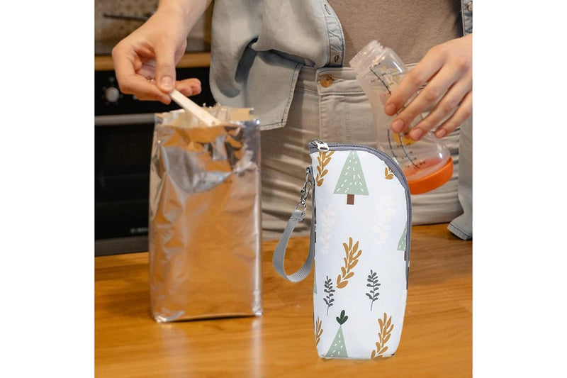 Portable Baby Feeding Milk Bottle Warmer Bag Insulation Thermal Bag Baby Bottle Holder White