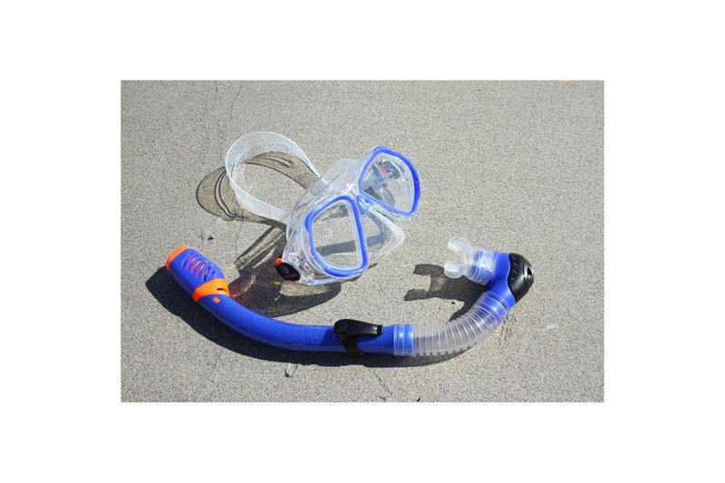 2pc Oz Ocean Ningaloo Kids Adjustable Swimming Mask Goggles & Snorkel Set Blue