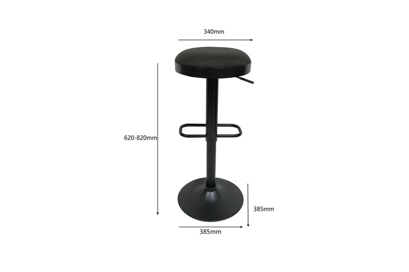 Fraser Country Set of 2 Adjustable Swivel Fabric Round Bar Stool - Black