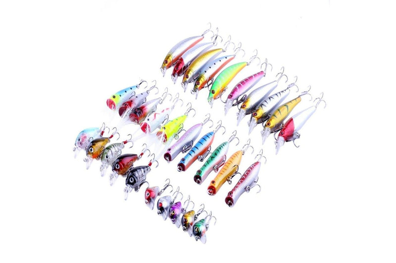 30 Piece Minnow Fishing Lure Set 6 Models Plastic Hard Bait