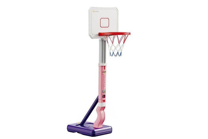 Kids Basketball Training Hoop Height Adjustable Basketball Hoop Set for Indoor Outdoor Playing Pink