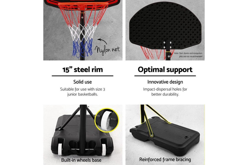 Everfit 2.1m Adjustable Portable Basketball Stand Hoop System Rim Black