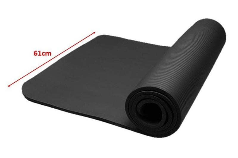 10mm BLACK Yoga Mat Extra Thick Gym Mat Fitness Excise Rubber Mat