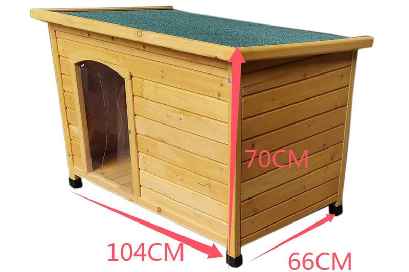 Zoomies Tilted Roof Wooden Dog House - Medium (Natural)