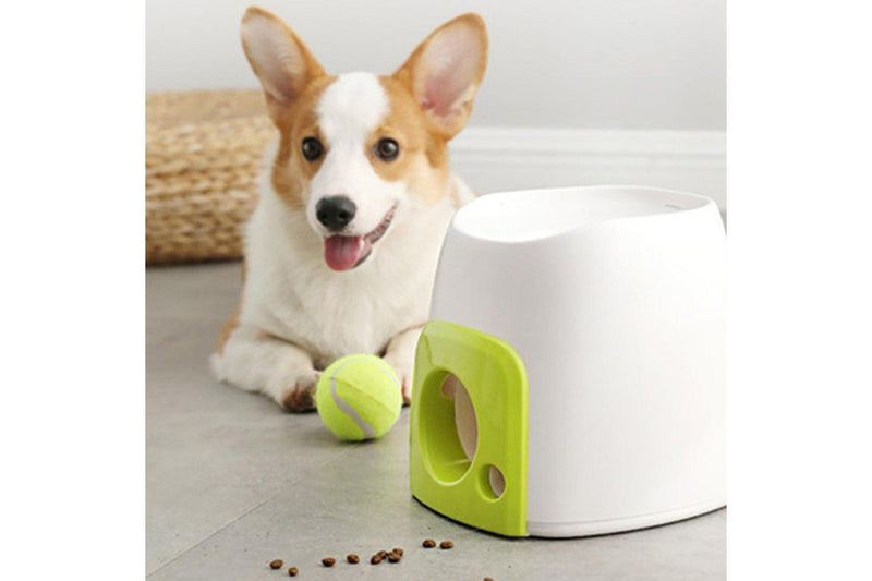 Pet Dog Double Hole Food Reward Machine Automatic Dog Toy Tennis Ball Launcher