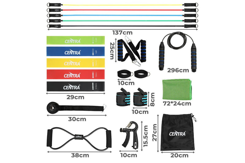 Centra Resistance Bands Set Working Out Carry Bag Men Women Home Gym Exercise