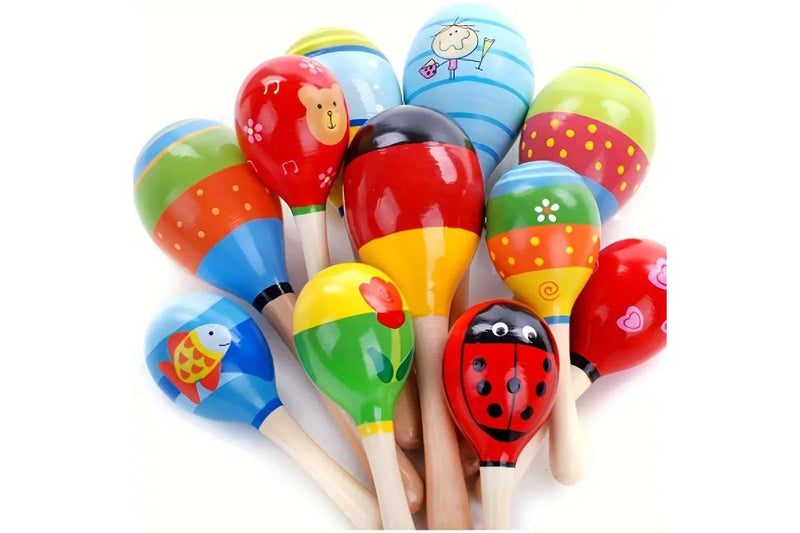 3x WOODEN MARACAS Musical Egg Percussion Toy Shakers Rattles Rumba Party