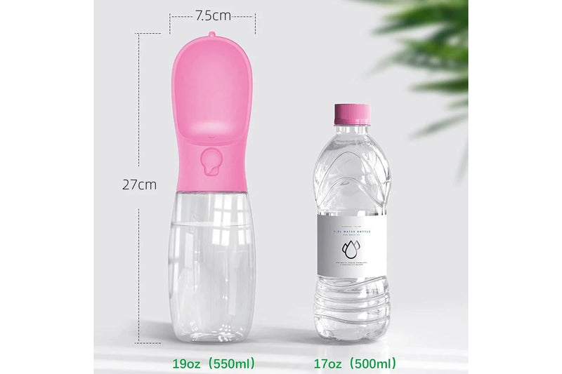 Petswol: Portable Outdoor Pet Water Bottle Feeder - Pink