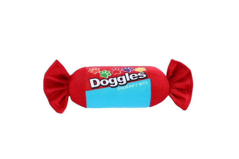 3x Paws & Claws 28cm Candy Roll Oxford Doggles Interactive Dog Toy w Squeaker