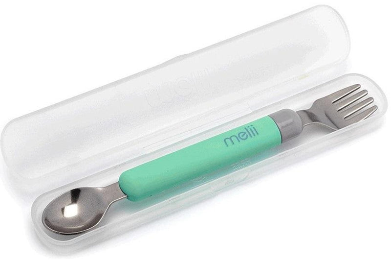 Melii: Spork On the Go - Mint + Grey