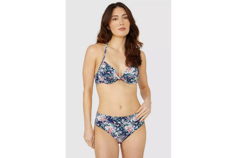 Debenhams Womens/Ladies Floral Underwired Bikini Top (Navy) (34B)