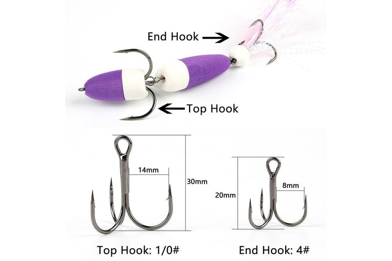 Soft Worm Bait with Foam Hook and Three Anchor Hook Size M