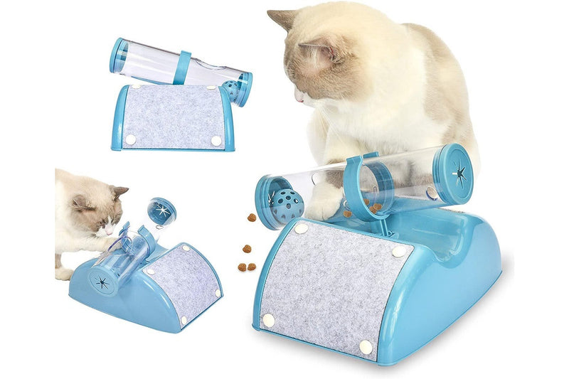 Yes4pets Cat Play Box Kit Pet Toy Kitten Toys Interactive Ball Peek Hunting Toy-Blue - One Size