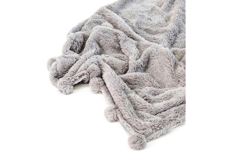 Weegoamigo: Plush Pom Pom Blanket - Grey