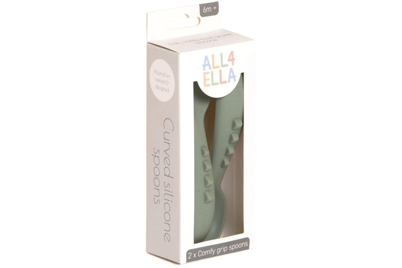 All4Ella: Comfy Grip Silicone Spoons - Sage (2 Pack)