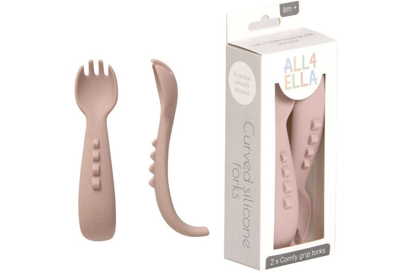 All4Ella: Comfy Grip Silicone Forks - Dusty Pink (2 Pack)