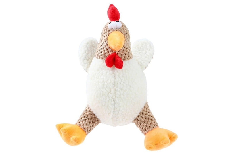 2x Paws N Claws Pet Dogs Fat Chook Soft Plush 28cm Chew Toy w Built-In Squeaker