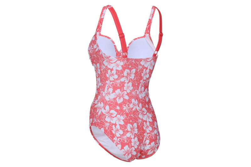 Regatta Womens/Ladies Sakari Hibiscus Tummy Control One Piece Swimsuit (Peach Bloom) (10 UK)