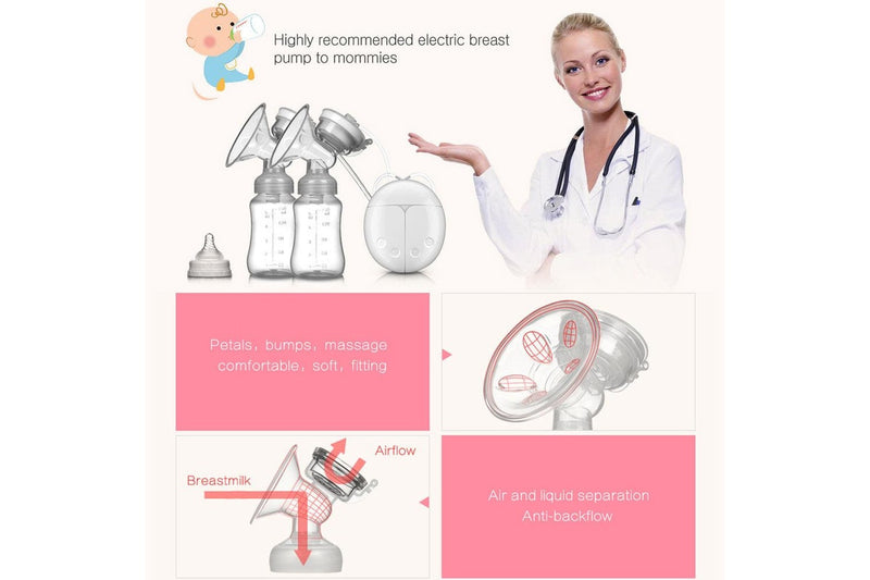 Intelligent Double Electric Breast Pump Automatic Milk Suction Pink