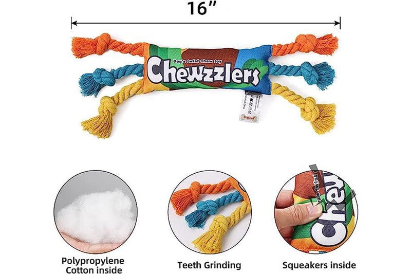 Chewzzlers Squeaky Rope Dog Chew Toy - NZ Stock