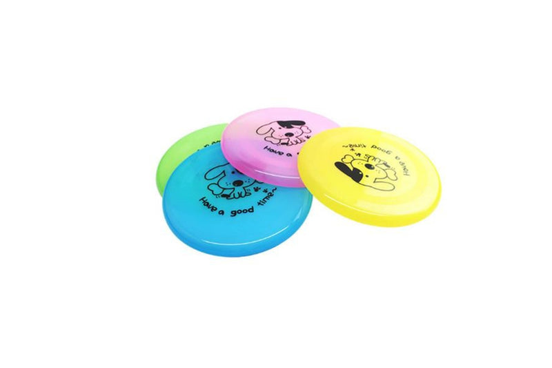 Random Large Dog Puppy Plastic Frisbee Fetch Flying Disc Training Toy - Standard