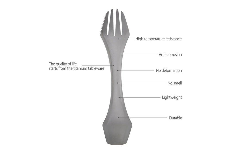 3 In 1 Serrated Titanium Spork Portable Outdoor Travel Dinnerware For Backpacking Camping Hiking 2 - Standard