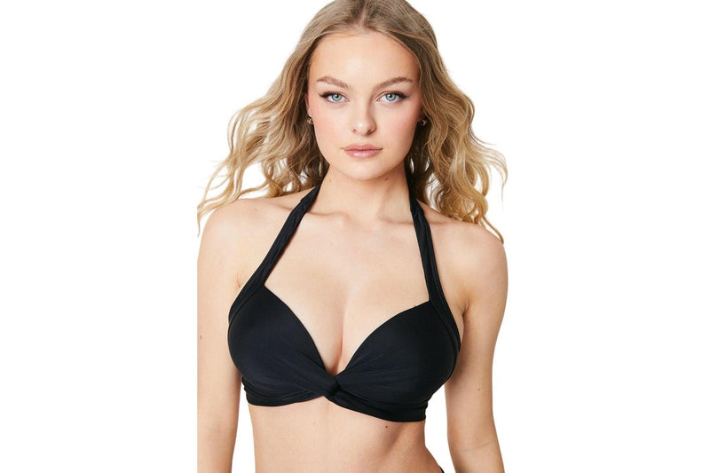 Gorgeous Womens/Ladies Padded Twisted Knot Front Bikini Top (Black) (14 UK)