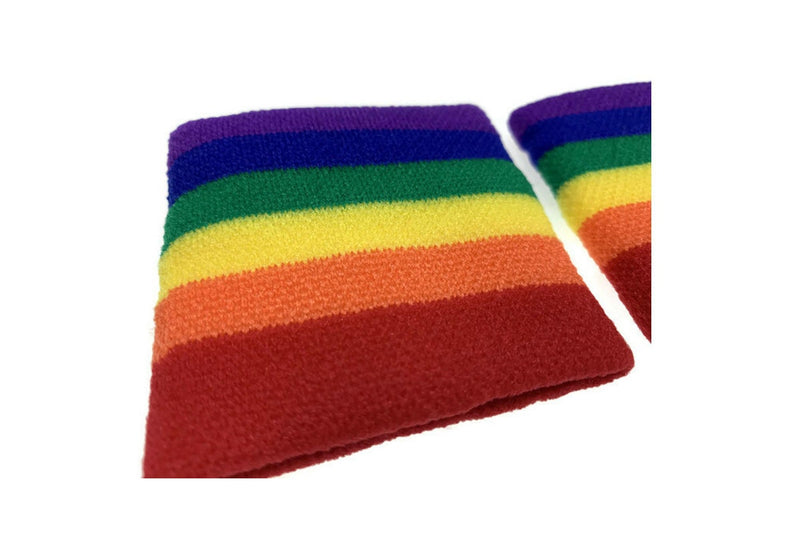 2x RAINBOW WRISTBANDS Gay Lesbian Pride LGBT Mardi Gras Party