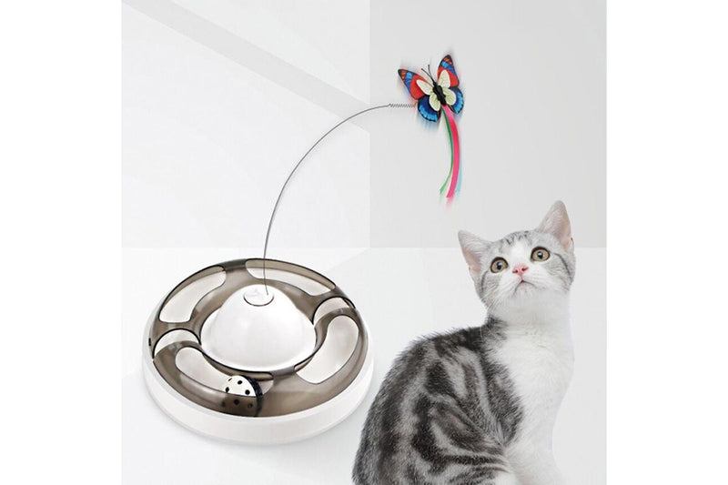 Butterfly Turntable - Interactive Pet Toy (Grey)